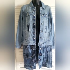 Denim jacket coat,handcrafted patchwork small medium,ooak unisex